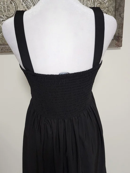 Zara Women's Black Smocked Bodice Sleeveless Tiered Maxi Dress Med Summer Casual - Picture 10 of 11